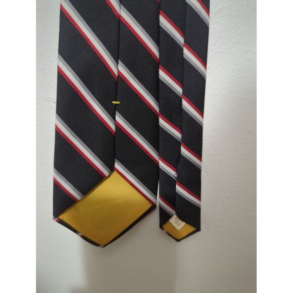Striped Mens Necktie Polyester Black Red - Picture 3 of 5